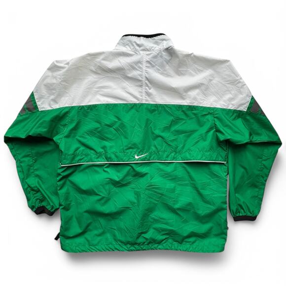 Vintage 90s Nike Windbreaker Zip Jacket White Green Swoosh Oversized Clima Fit - Picture 6 of 16